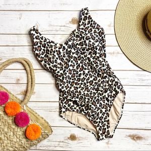 KONA SOL LEOPARD HIGH COVERAGE ONE PIECE SWIMSUIT NWT